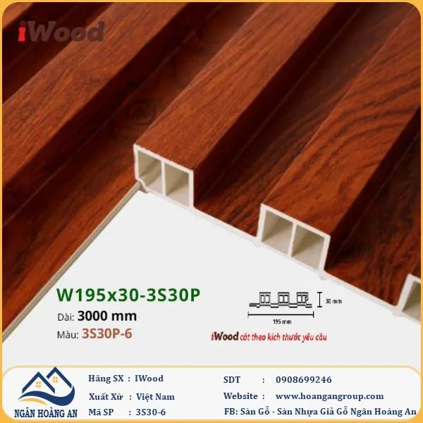Lam 3 Sóng Cao Giả Gỗ Ốp Tường Ốp Trần Iwood 3S30P-6